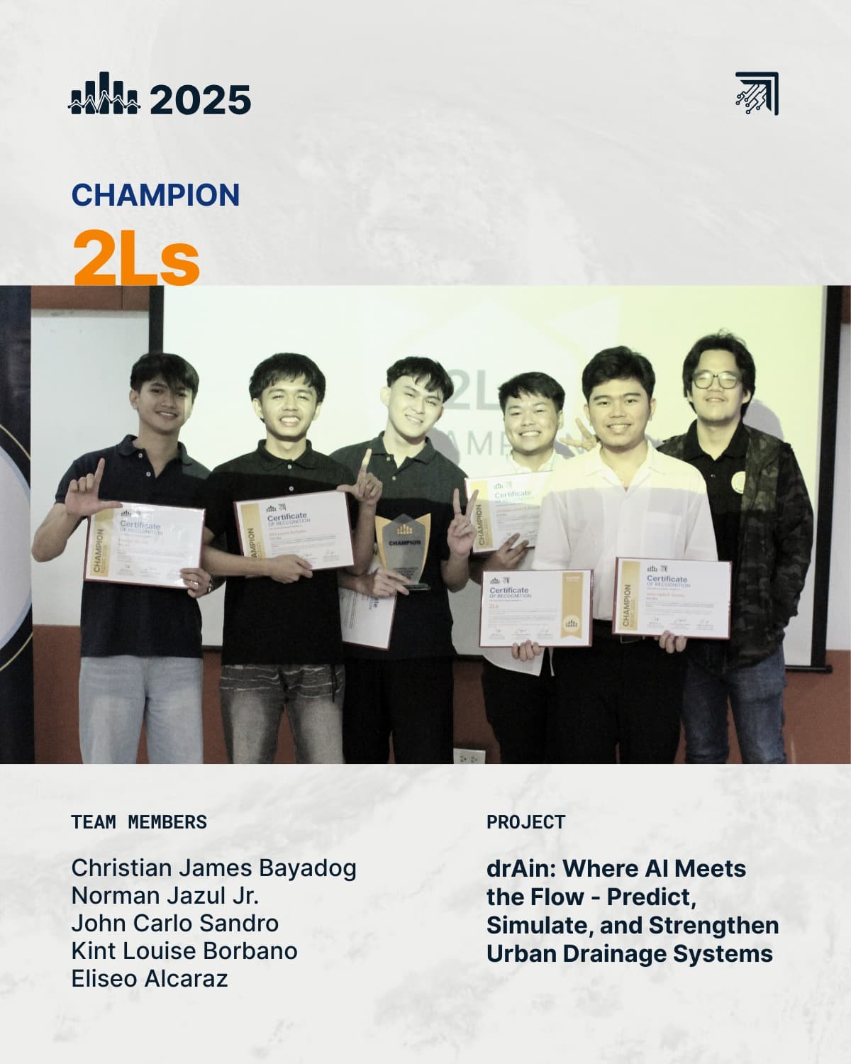Team presenting drAIn at the Philippines Junior Data Science Challenge.
