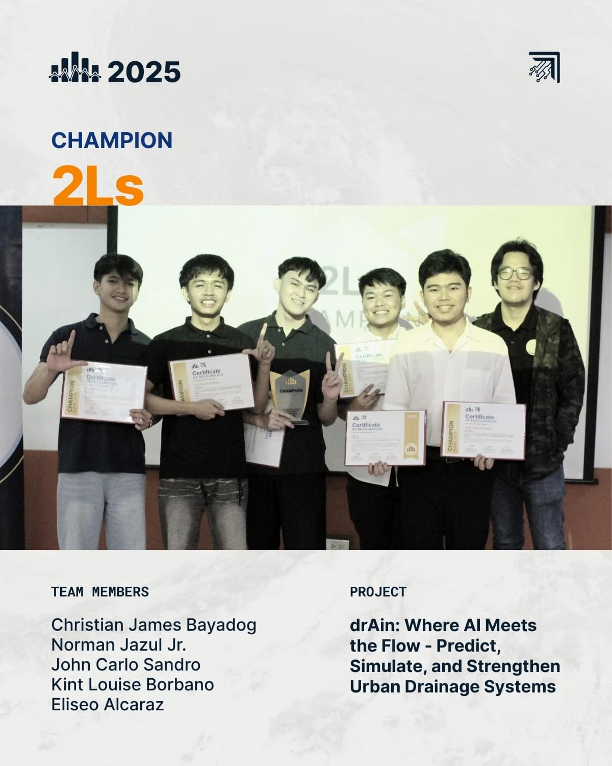 Team presenting drAIn at the Philippines Junior Data Science Challenge.
